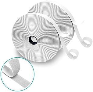 (26ft x 0.75in) White Hook and Loop Strips with Adhesive, Double Rolls of Heavy Duty Self Adhesive Tape with Backing, Nylon Self Adhesive Tape for Home Office School and Crafting