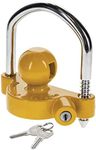 REESE Towpower 72783 Coupler Lock, Adjustable Storage Security, Heavy-Duty Steel, Yellow and Chrome