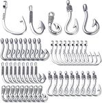 BronaGrand Fish Hooks Charms, 50pcs Antique Silver Fishhook Pendants Charm Fish Hook Bead Charms for DIY Bracelet Necklace Keychains Jewelry Crafts Making Supplies, 5 Styles