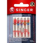 SINGER Universal Regular & Ball Point Sewing Machine Needles, Sizes 80/12, 90/14, 100/16-10 Count