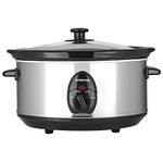 STATUS San Diego Oval Slow Cooker | 3.5L Slow Cooker Medium | 200W Stainless Steel | SANDIEGO1PKB4,Silver