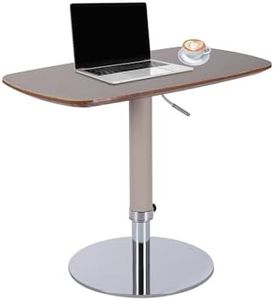 Zpnevx 360° Swivel Adjustable Height Bed Side Table, Couch Desk with Silver Base, Saddle Leather Bed Table for Small Spaces