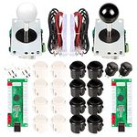 EG STARTS Arcade DIY Kits Controller USB Encoder To PC Games 8 Way Stick + 4x 24mm + 16x 30mm Push Buttons For Arcade Cabinet Joystick Mame Raspberry Pi 1 2 3 KOF Parts White/Black