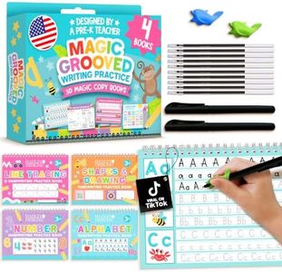 Hadley Designs Magic Grooved Writing Practice for Kids- Preschool Learning Activities, Letter Tracing for Kids Ages 3-5, Magic Book Handwriting Practice, Kindergarten Workbooks, Pre K Graduation Gifts
