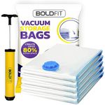 Boldfit Vacuum Bags For Travel Reusable Vacuum Bags For Clothes With Pump For Space Saving Ziplock Bags For Travel Packing Blankets Compression Vacuum Storage Bags, Vacuum Bag- Set Of 5 (2S, 2M, 1L)