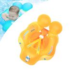 Newborn Baby Swimming Float 3-12 Months,Orange Inflatable Baby Pool Float Ring with Safety Seat Anti-Flip Tail,Inflatable Baby Swimming Ring Floating Swim Circle for Babies Toddlers Infant Swim Ring