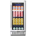 BODEGA Beverage Cooler 15 Inch Hold 100 Cans,Under Counter/Freestanding Beverage Refrigerator Glass Door,Built-In Bar Fridge Perfect For Beer,Soda Drink,Home Use/Basement