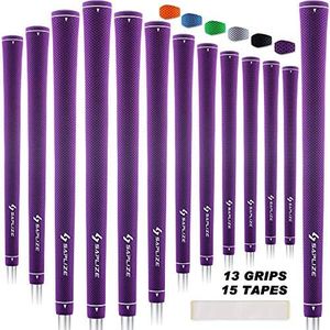 SAPLIZE Golf Grips 13 Pack Standard Size Including 15 Tapes, Rubber Golf Club Grips, Purple