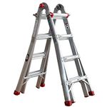 Multifunctional Articulated Professional Telescopic Ladder 4 x 4 Steps in Aluminium | Extendable up to 4.0 Metres, 2.02 Metres | Multi-Purpose Ladder Extendable 8+8 Steps, Weight 14.5 kg