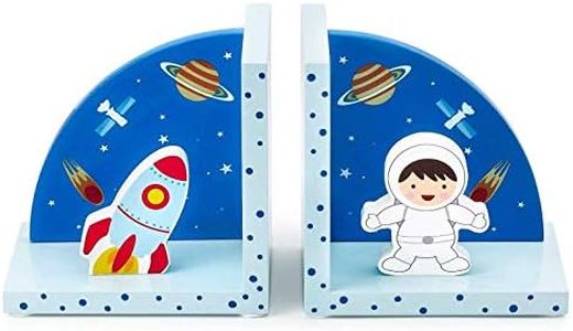 Mousehouse Gifts 3D Rocket Space Themed Wooden Children's Bookends for Boys or Girls Nursery or Bedroom