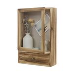 Butizone Shadow Box Frame, 3.2" Deep Shadow Box Display Case with Real Glass and Drawer, Rustic Wood Memory Box for Pictures, Flowers, Memorial, Medals, Wedding Bouquet for Wall or Tabletop, Brown