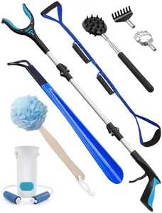 Kekoy 8 in 1 Hip Kit, Seniors Total Hip Replacement After Surgery with 36" Grabber Reacher Tool, Sock Aid Device, Leg Lifter, Long Handle Shoe Horn, Bath Sponge, Telescoping Back Scratcher(Blue)