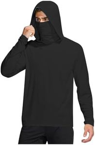 Fishing Hoodies for Men with Face Mask Hiking Gear Sun Protection Mens Shirts Running Hoodie Long Sleeve Surf Swimming Boating Gifts Beach Shirt Bike Polyester Quick Dry,01# Black,Medium