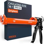 Presch Silicone Gun 18:1 Thrust Ratio with Drip-Stop – Caulking Gun for up to 310ml cartridges (Medium Viscosity, Construction Adhesives) – 360° Rotating Barrel with Integrated Puncture pin