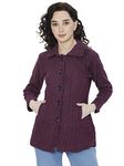 HAUTEMODA Women's Wool Lapel Collared Cardigan (AD04CAZ11GY_Purple_L)