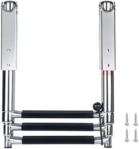 XinKunmarine 3 Step Boat Ladder,304 Stainless Steel Folding Dive Ladder,Telescoping Dock Ladder for Marine Boat,Pontoon Boat,Yacht