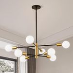 Ceiling Light, Modern 8-Light Chandelier, Light Fixtures Ceiling with E26 Base, Ceiling Light Fixtures, Gold&Black Sputnik Chandelier,Chandeliers Ceiling Lights for Living Room Bedroom Dining Room