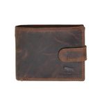 MORUCHA Wallets Men Anti-Theft RFID Blocking Genuine Distressed Hunter Leather Passcase Wallet Money Cards Coin Organiser Purse Gift for Men M80 Dark Brown