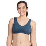 ENVIE 1022 Non-Wired Non-Padded Full Coverage Sleeping Bra,Sleep Bra for Women, Night Bra for Women Daily Use, Super Soft Fabric Slip-on Bra-200 GSM Modal|Spandex, Label Free Comfort Bra-M.Blue/42