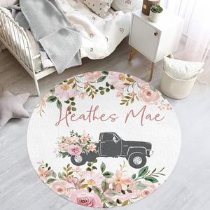 lanleay Personalized Name Pink Car Baby Carpets for Neutral Nursery: Personalized Plush Area Rugs with Custom Baby Name - Customized Toddler Gifts for Newborns Infants and New Mom