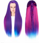 Mannequin Head 26"-28" Super Long Synthetic Fiber Hair Manikin Head Styling Hairdresser Training Head Cosmetology Doll Head for Cutting Braiding Practice with Clamp (92018WP0320)