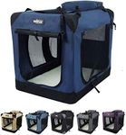 EliteField 3-Door Folding Soft Dog Crate, Indoor & Outdoor Pet Home, Multiple Sizes and Colors Available (24"L x 18"W x 21"H, Navy Blue)