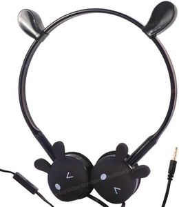 Toyshine Rabbit Design Headphone, Stereo with Mic Earphone, Stylish Headphones for Girls/Boys 3.5mm Jack On Ear Wired- Black