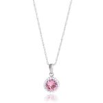 Sterling Silver Crystal Halo Pendant Necklace, 18"