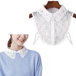 Hodaqe Fake Collar for Women Girls Fake Lace Collar Deep Neck Detachable Cover False Collar for Shirt Blouse Dress Tops Fashion (White)