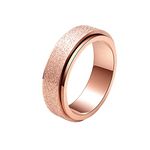 Epinki 6MM Spinner Ring Women, Rose Gold Matte Ring Fidget Spinner Ring Men, Stainless Steel Ring Size X 1/2