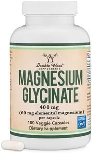 Magnesium Glycinate 400mg, 180 Capsules (Vegan Safe, Third Party Tested, Gluten Free, Non-GMO) High Absorption Magnesium by Double Wood Supplements