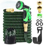 Expandable Garden Hose Pipe 100ft 30m, Anti-Kink Hosepipe Water Hose with 10 Function Spray Nozzle, 3/4" 1/2" Connectors, Lightweight Durable Hose Pipe for Gardening Patio Car Washing Pet Bathing