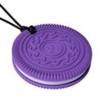 Munchables Biscuit Chewable Necklace - Sensory Chew Jewelry for Kids (Purple)