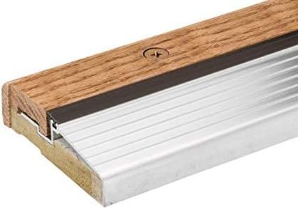 Oak & Aluminum Adjustable Threshold 3 5/8" Wide Adjustable from 1 1/8" to 1 1/2" High (36" Long Silver)