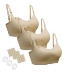 neppein Maternity Nursing Bra, 3Pack Seamless Pregnancy Bra Breastfeeding Bra Sleep Bralette with Removable Spill Prevention Pads and Bra Extenders