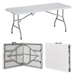 soges 71 inches Portable Folding Table, Foldable Table Outdoor Picnic Table, Patio Camping Table Card Party Table, Plastic Picnic Table, 70.9 by 29.1 inch, Weatherproof, No Assembly, HP-180CZ-CA