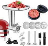 Metal Food Grinder Attachment for KitchenAid Stand Mixers,Meat Grinder Attachments Included 2 Sausage Stuffer Tubes,Burger Press,Sausage Maker & Kubbe Kit Perfect for Home Kitchen Use by Airpro