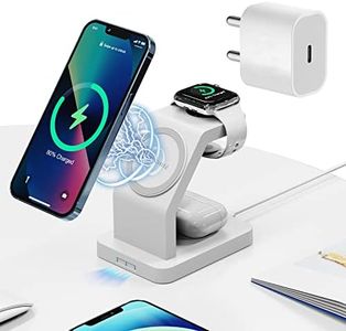 eller santé Combo 3in1 23W Magnetic MagSafe Wireless Charger with 20W Fast Charger Adapter for iPhone 16/16 Plus/16 Pro/16 Pro Max, iPhone 15/15 Plus/15 Pro/15 Pro Max, iPhone 14/13/12 Series- WH