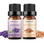 Sedbuwza 2 Pack Organic Sandalwood Lavender Essential Oil Set Therapeutic Grade 100% Pure Aromatherapy Gift Oils for Massage