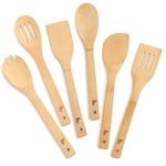 Puluole Wooden Spoons for Cooking,6 PCS Kitchen Utensil Set,Wooden Spatula & Wood Spoon,Bamboo Cooking Utensils Set,Wooden Utensils for Cooking,Premium Ustensile de Cuisine-Housewarming Gifts