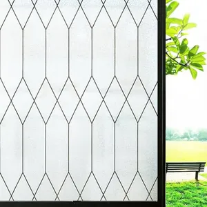 Windimiley Window Privacy Film Stained Glass Frosted Glass Window Clings Moroccan Lattice Decorative Bathroom Door Coverings UV Sun Blocking Heat Control Removable Home Window Tint,(17.5X78.7in,Pure)