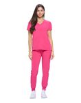 Natural Uniforms Womens Essential Cool Stretch Jogger Scrub Set (Hot Pink, Large)