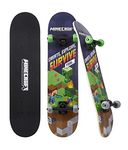 Sakar Minecraft 31 inch Skateboard, 9-ply Maple Deck Skate Board for Cruising, Carving, Tricks and Downhill