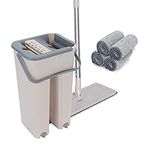 Supernic Mop and Bucket Set Floor Mop and Bucket System Set, 360° Flat Squeeze Microfiber Mop Home Floor Tiles Cleaning with 4 Wet Dry Cleaning Buckets for Floor Cleaning