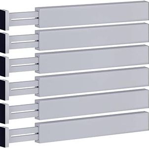 Adjustable Bamboo Drawer Divider Organizers - 6 Pack Large Expandable Drawer Organization Separators for Kitchen Utensils, Dresser, Bedroom, Bathroom, Baby Drawer, Office - 17.5” to 22" (Gray)