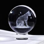 Ornalrist Crystal 3D Ball 6cm Engraved Cat with Butterflies Gifts for Cat Lovers Women Men Glass Lovely Animals Figurines with Base, Kitty Ornaments Keepsake for Friends Birthday