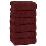 Chakir Turkish Linens Hotel & Spa Quality, Highly Absorbent 100% Cotton Hand Towels (6 Pack, Cranberry)