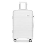 Kono Lightweight Polypropylene Medium Check in Luggage with 4 Spinner Wheels TSA Lock YKK Zipper Hard Shell Travel Trolley Suitcase (White, 65cm 66L)