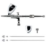 Gaahleri Airbrush Kit,Gun Dual-Action Gravity 1/2 & 1/4 oz Fluid Cup,0.35 0.5 mm Needle,Cost-Effective Air Brush Set Makeup Nail Art Painting Model Coloring Cake Decor Silver,Advanced Series GHAD-39