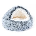 NOYAL Dog Bed Round Hooded Plush Cat Cave Donut Anti Anxiety Fluffy Dog Bed for Small Medium Dog and Cat